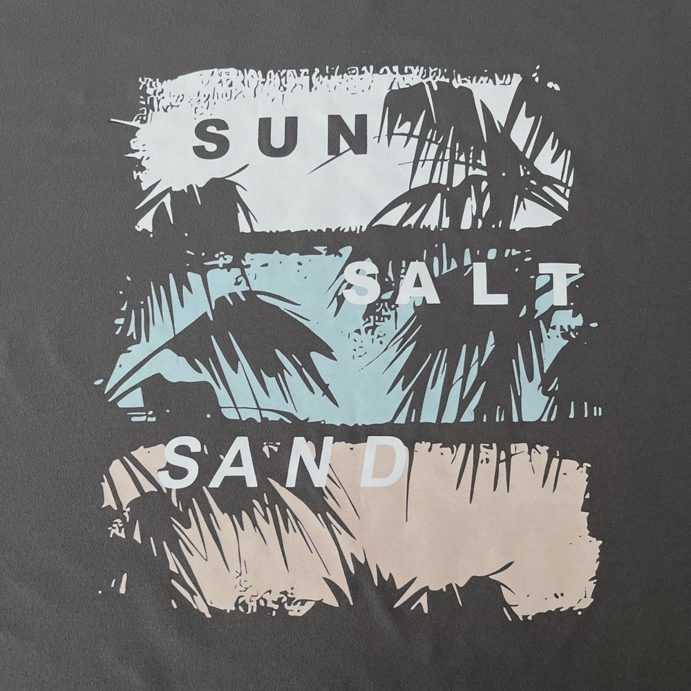 Sun Salt Sand Women's‎ Teens T-shirt Size 14Y/L-XL Grey Stretch Beach Tropical